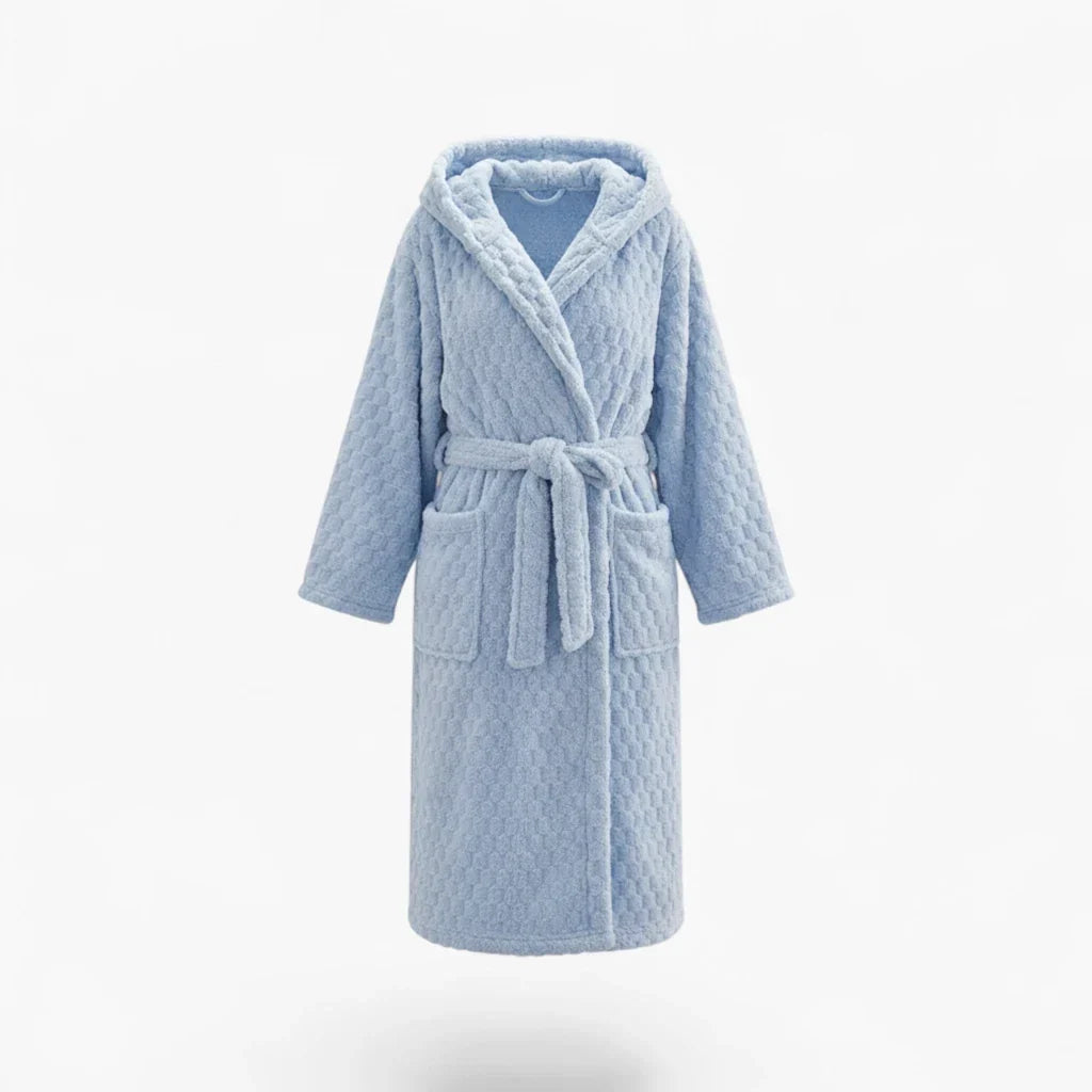Peignoir Femme Hiver – Polaire à Capuche Bleu Ciel