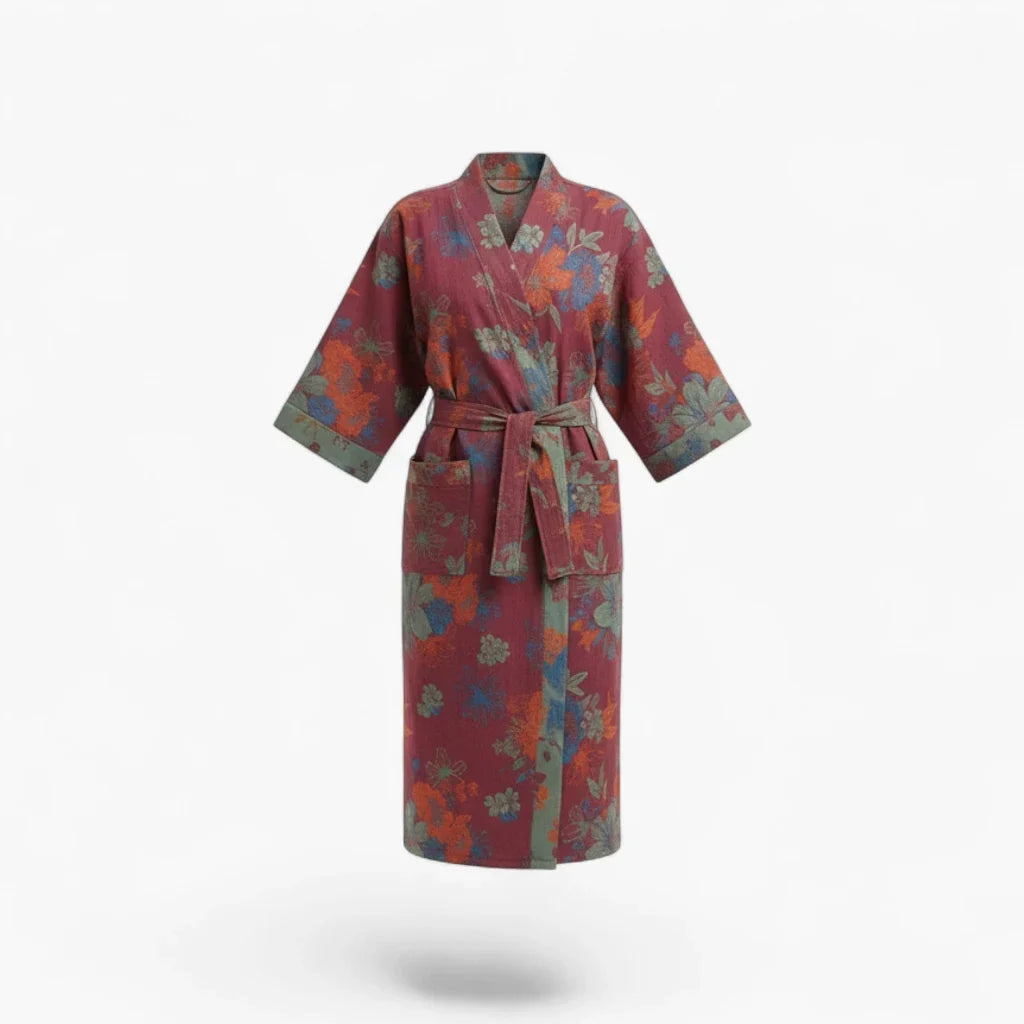 Peignoir Femme Coton – Style Japonais Multicolore à Motifs Floraux