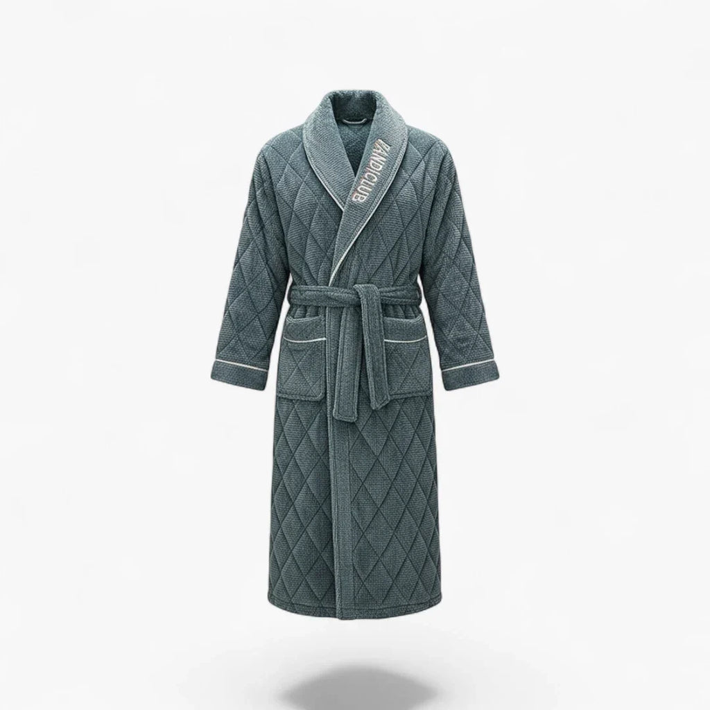 Peignoir Homme Luxe – Hiver Matelassé Gris