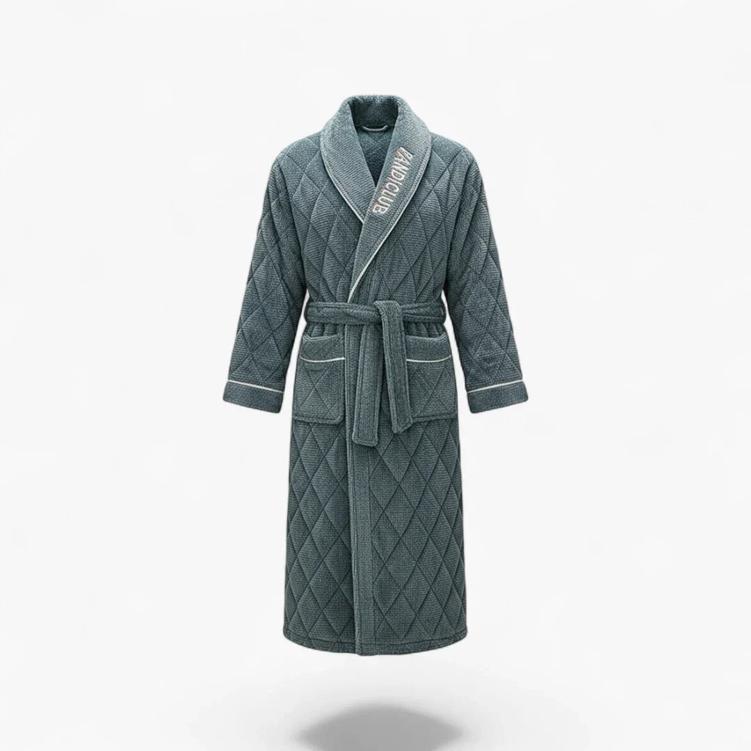 Peignoir Homme Luxe – Hiver Matelassé Gris
