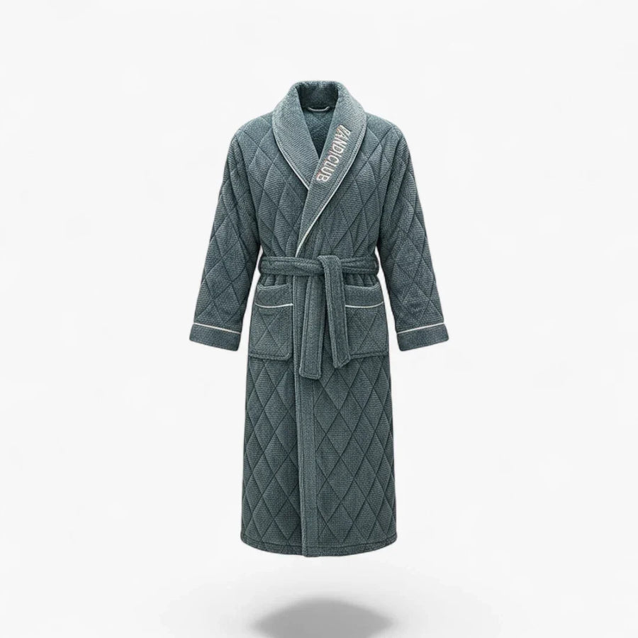 Peignoir Homme Luxe – Hiver Matelassé Gris