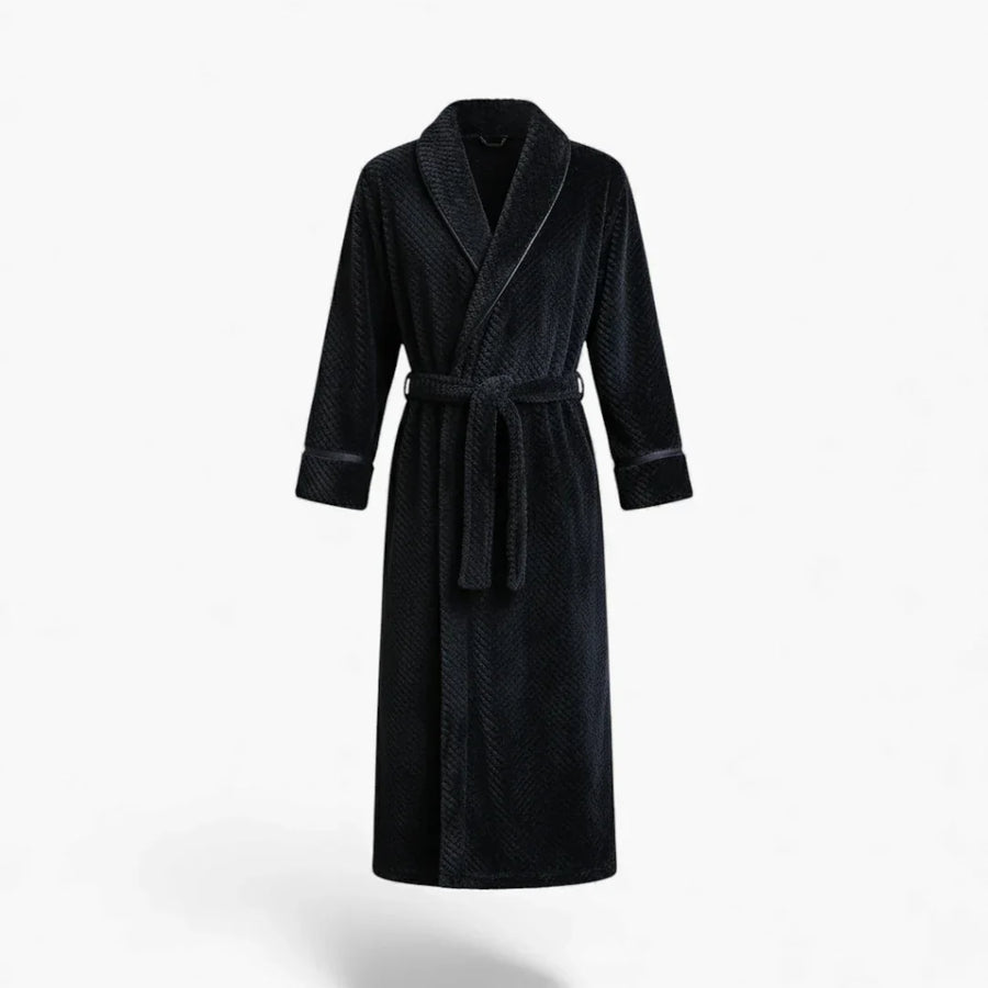 Peignoir Homme – Long Noir en Flanelle