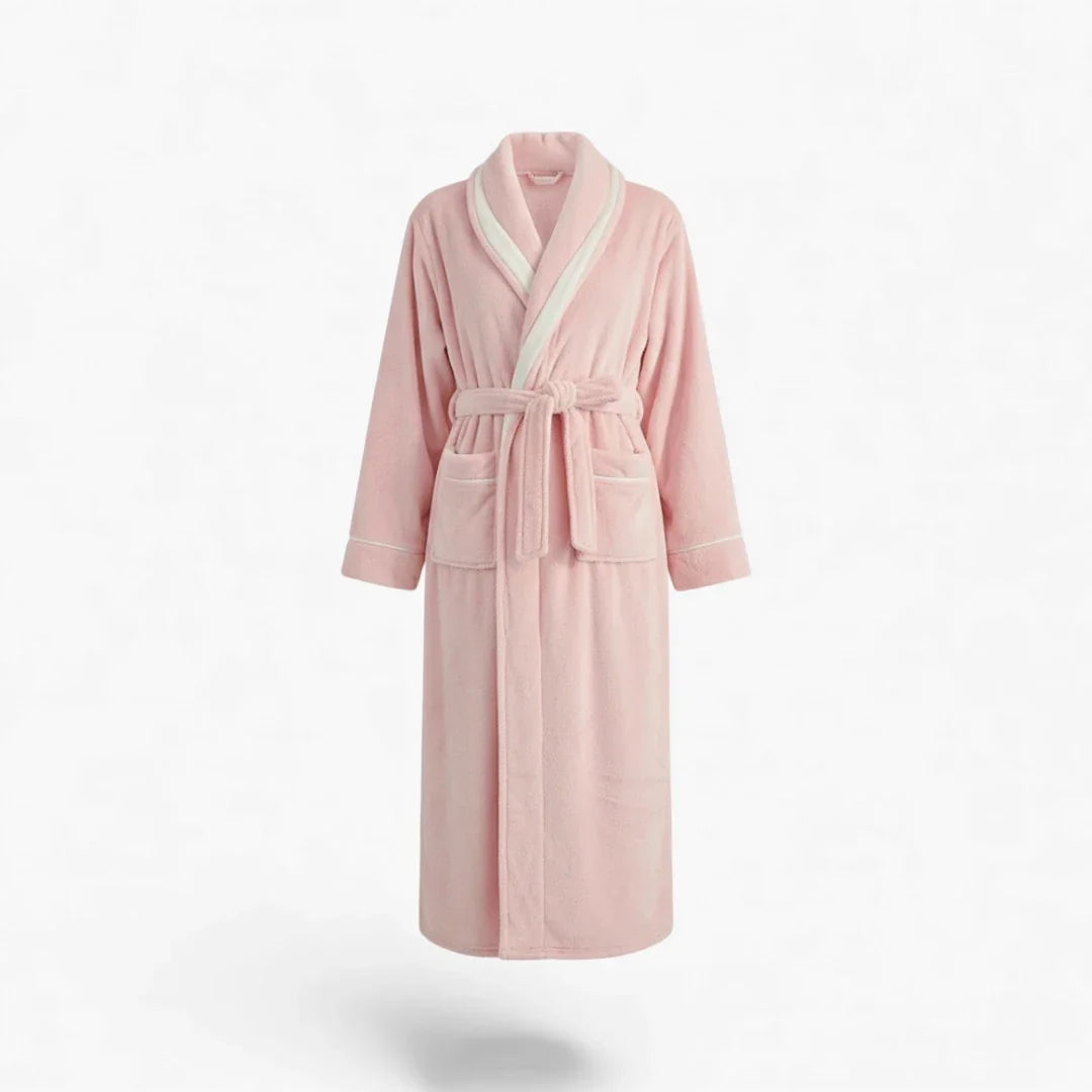 Peignoir Femme Long - Rose en Flanelle