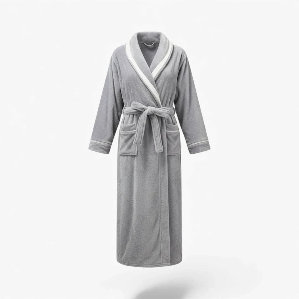 Peignoir Femme Long - Gris en Flanelle
