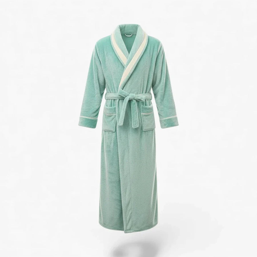 Peignoir Homme Long - Turquoise en Flanelle