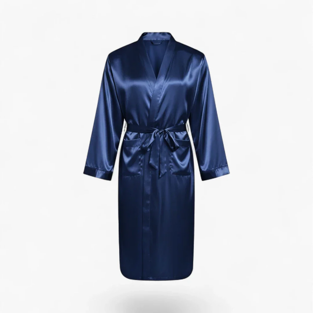 Peignoir Homme en Satin Bleu Marine