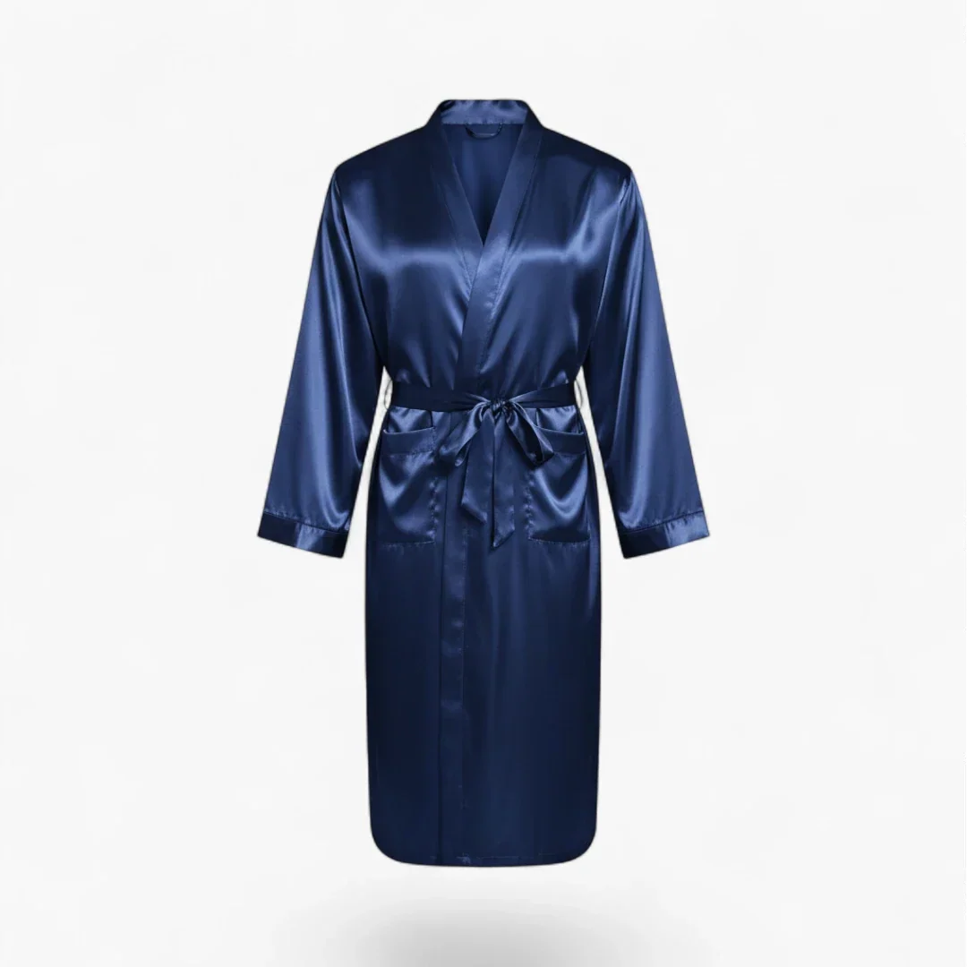 Peignoir Homme en Satin Bleu Marine