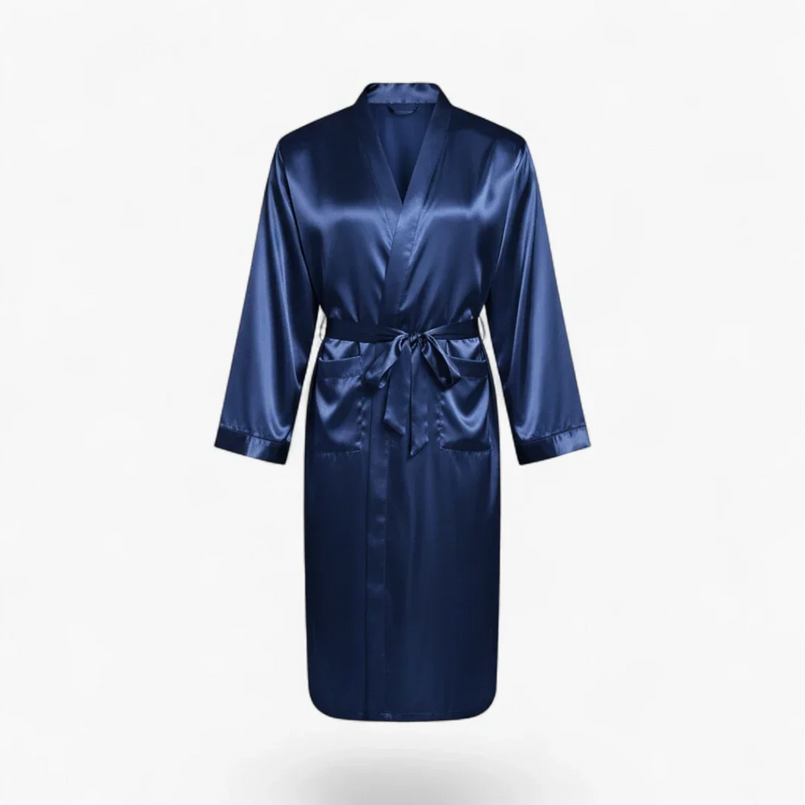 Peignoir Homme en Satin Bleu Marine
