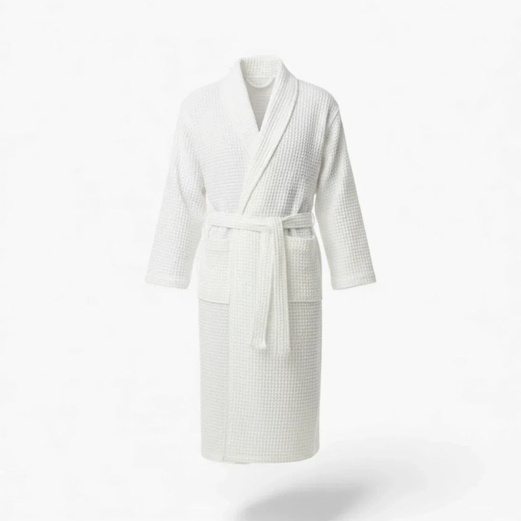 Peignoir En Coton – Nid d’Abeille Blanc