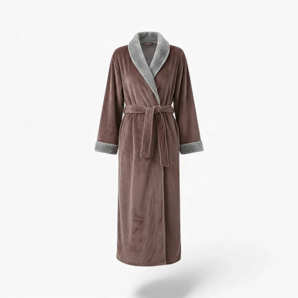 Peignoir Femme – Hiver Marron Long en Flanelle
