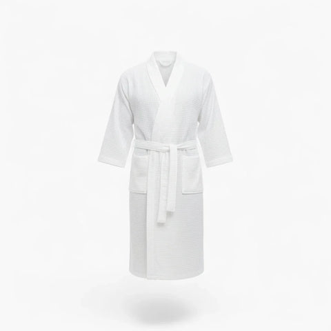 Peignoir Homme Nid d'Abeille Coton Blanc