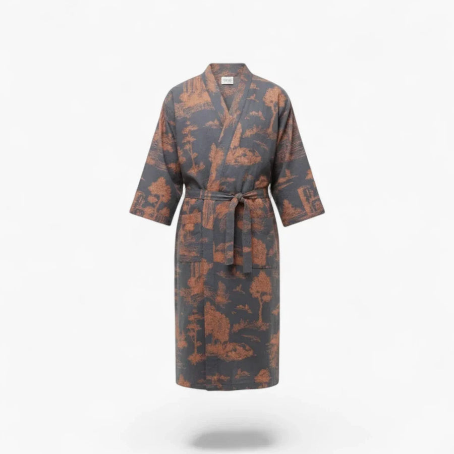 Peignoir kimono bleu homme - Ukiyo