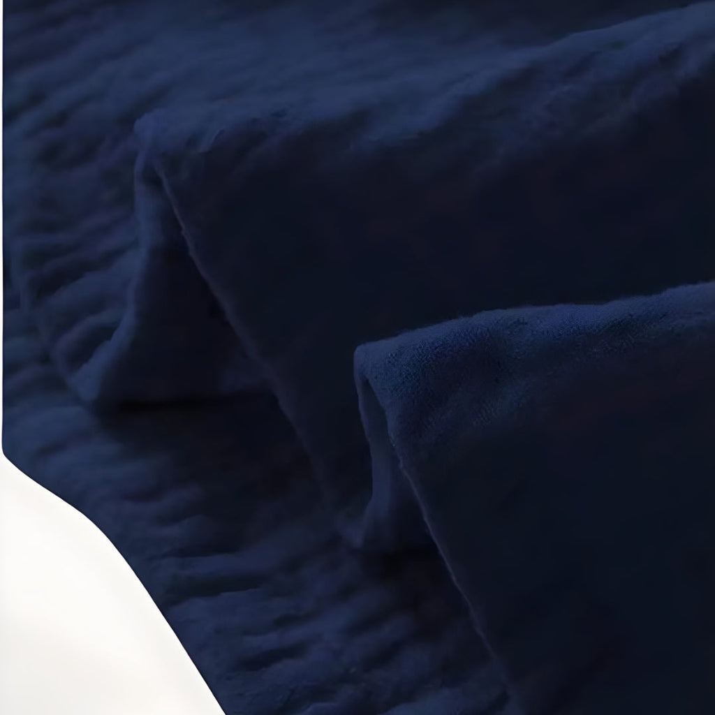 Peignoir Femme Coton – Style Japonais Long Bleu Marine — photo 5