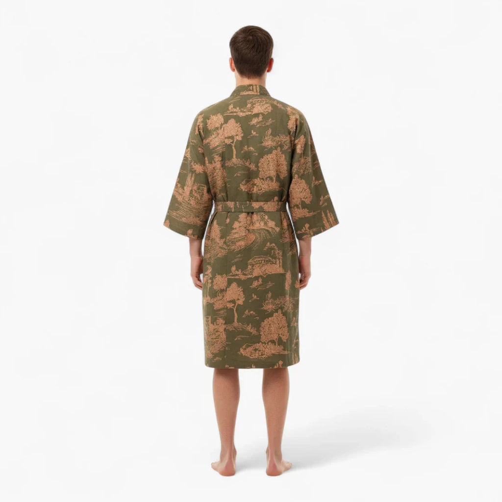 Peignoir kimono vert homme - Ukiyo — photo 3