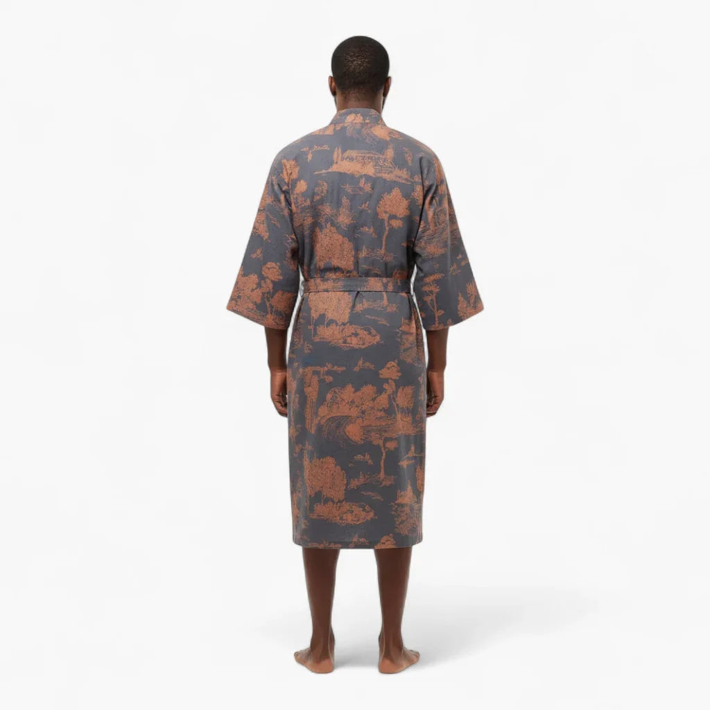 Peignoir kimono bleu homme - Ukiyo — photo 3