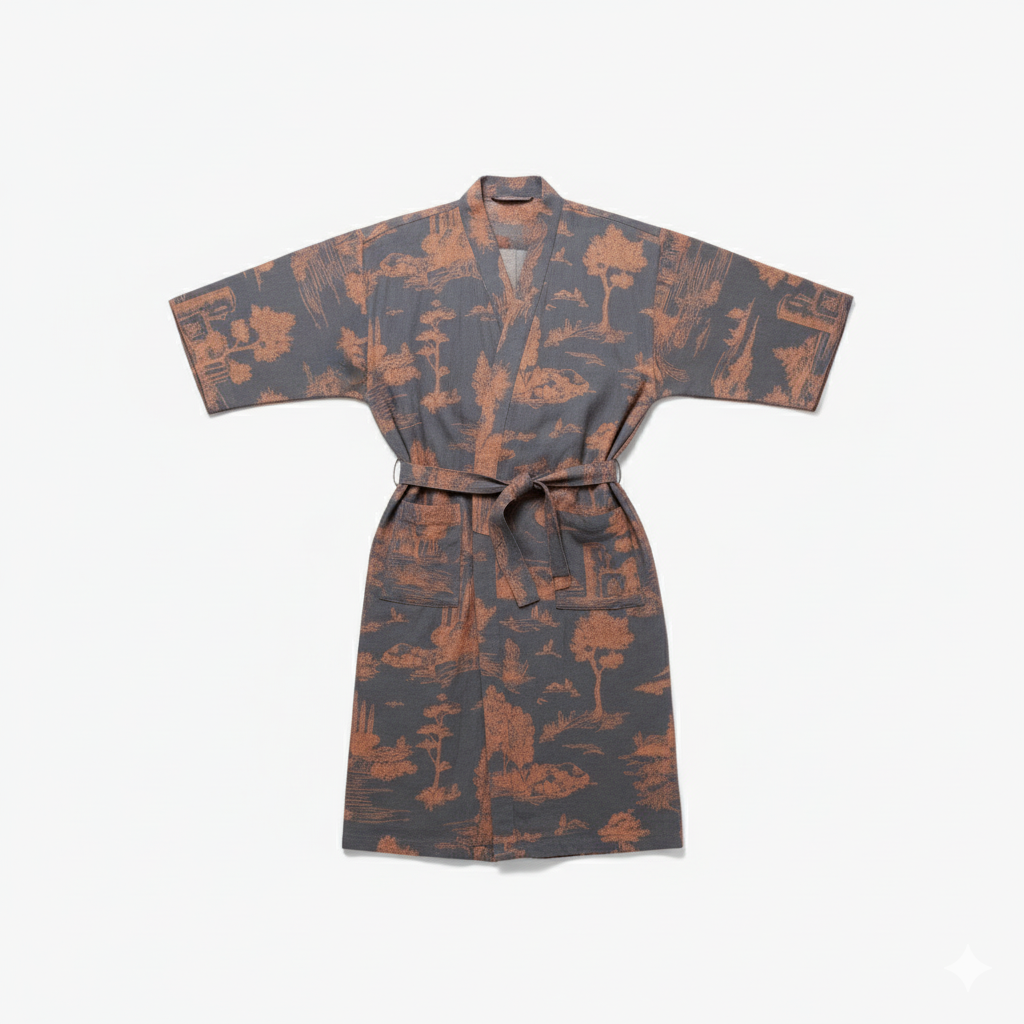 Peignoir kimono bleu homme - Ukiyo — photo 8
