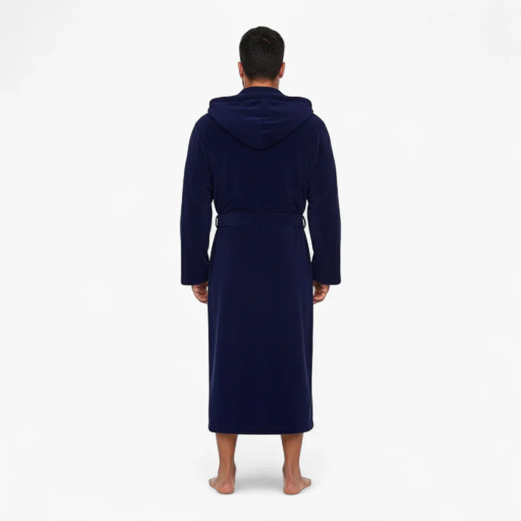 Peignoir Homme Capuche Polaire Long Bleu Marine — photo 3