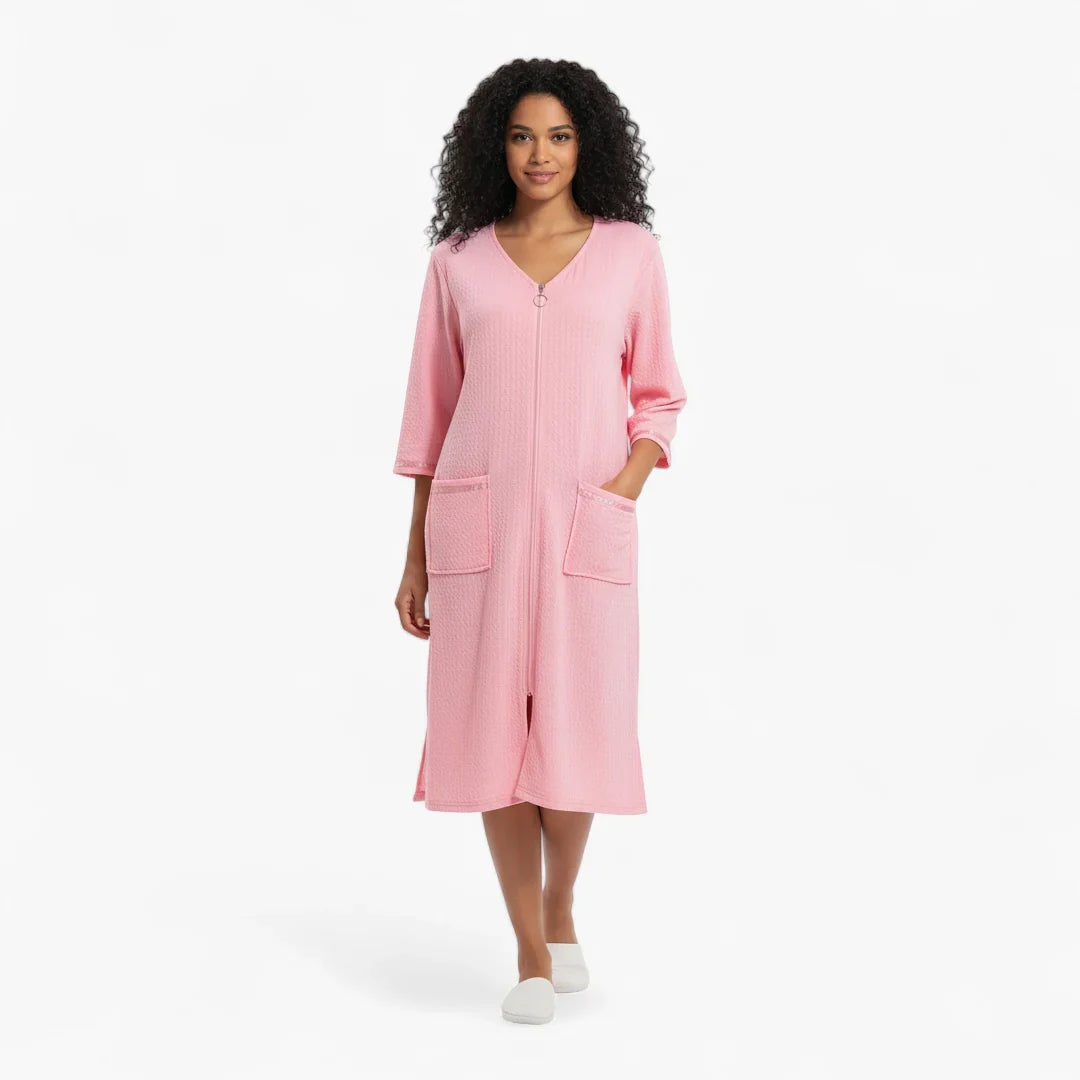 Peignoir Femme Zippé – Rose à Poches — photo 2