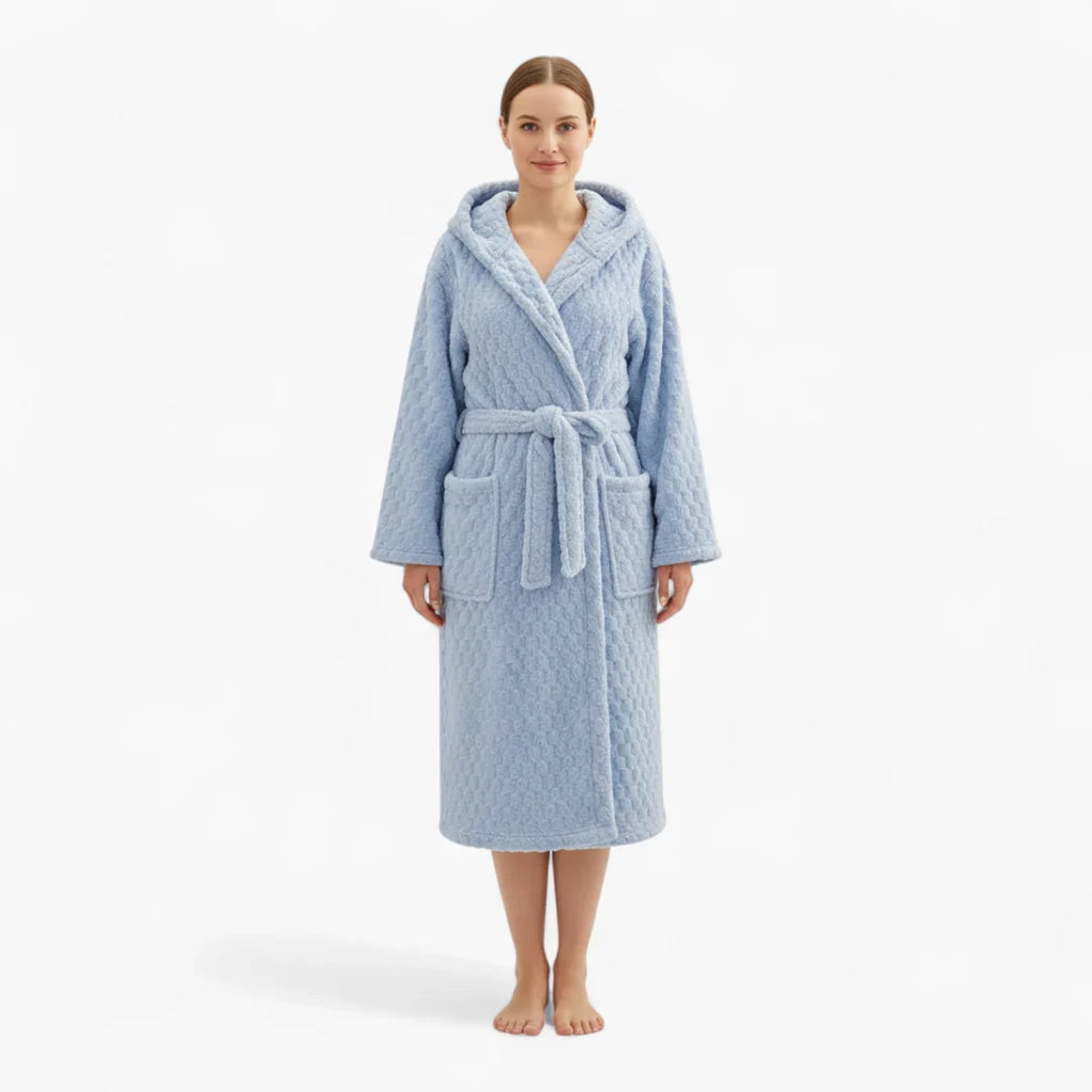Peignoir Femme Hiver – Polaire à Capuche Bleu Ciel — photo 2
