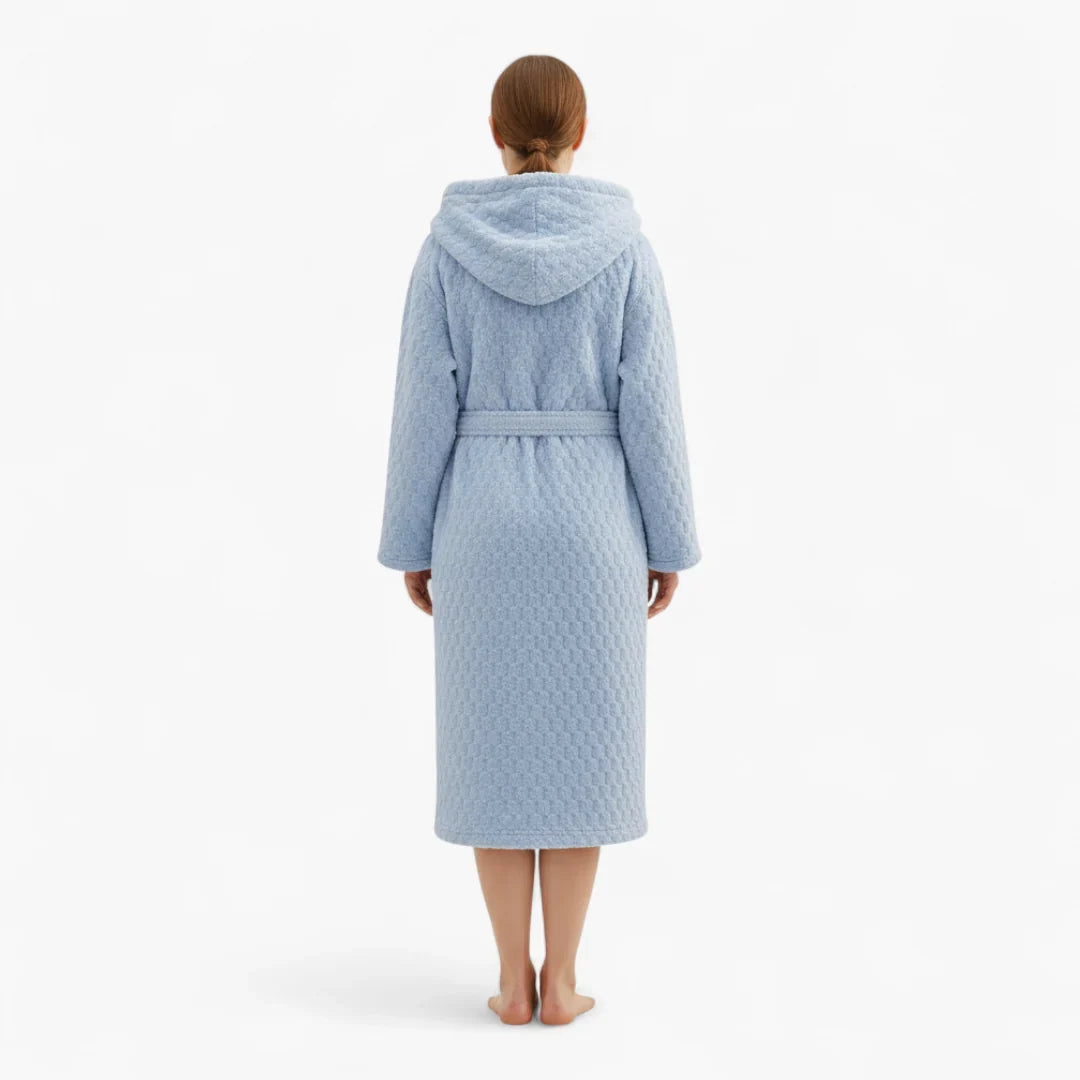 Peignoir Femme Hiver – Polaire à Capuche Bleu Ciel — photo 3