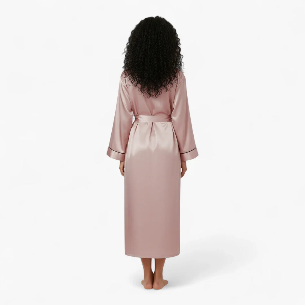 Peignoir Femme en Satin – Long Couleur Rose — photo 3