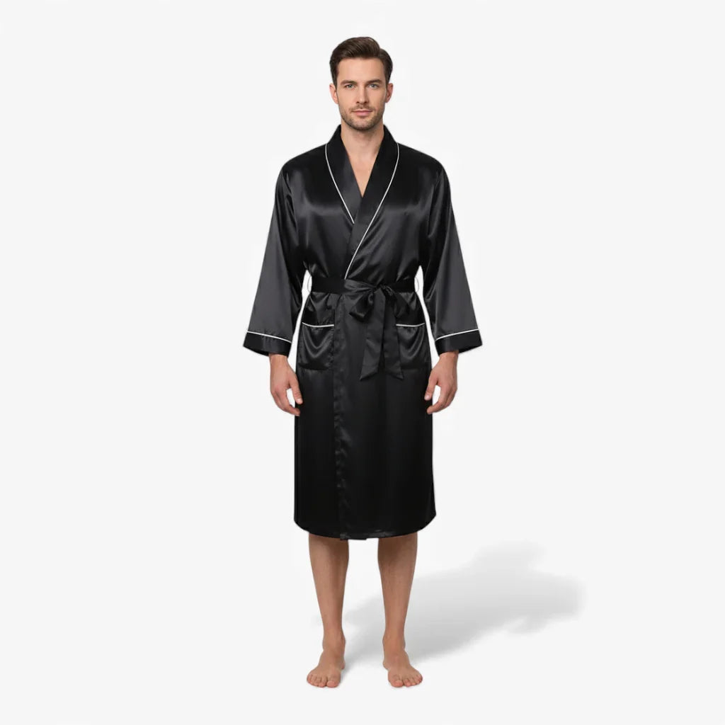 Peignoir Homme – En Satin Noir — photo 2