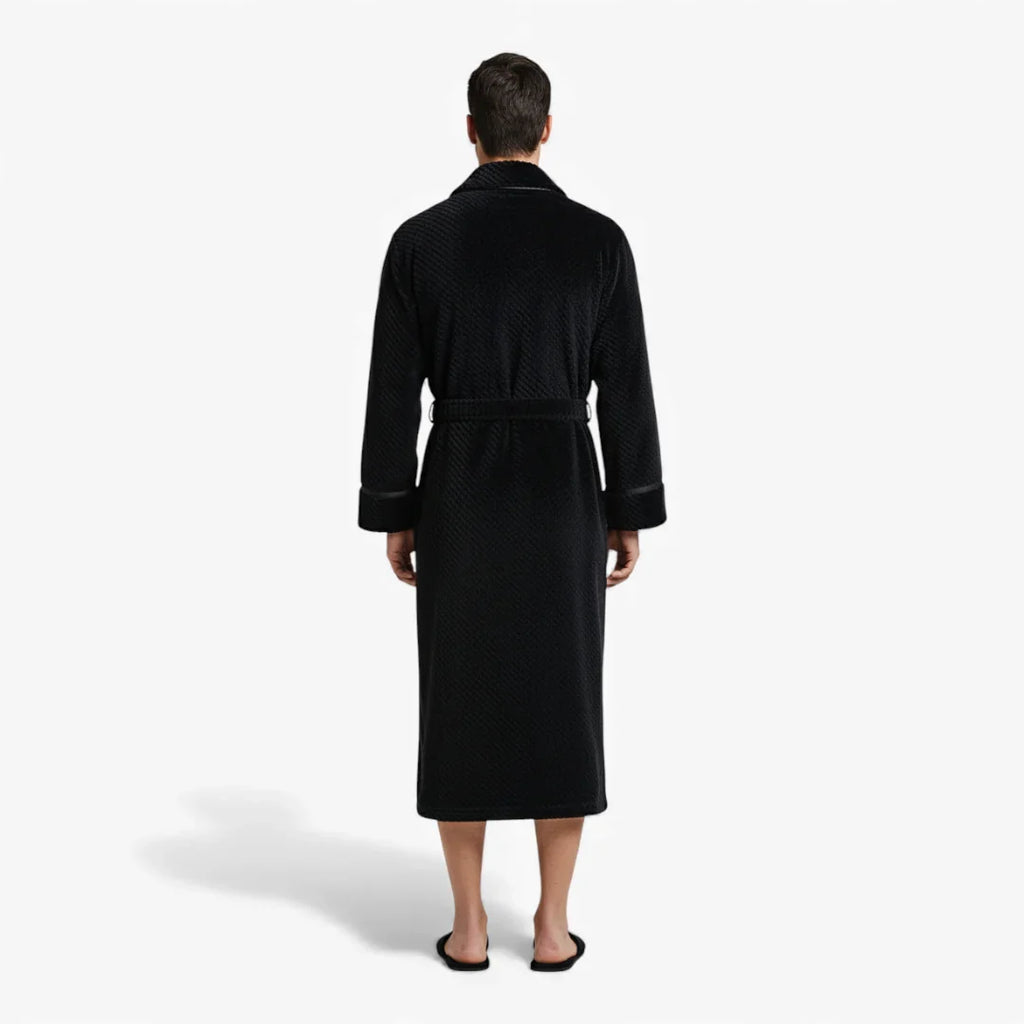 Peignoir Homme – Long Noir en Flanelle — photo 3