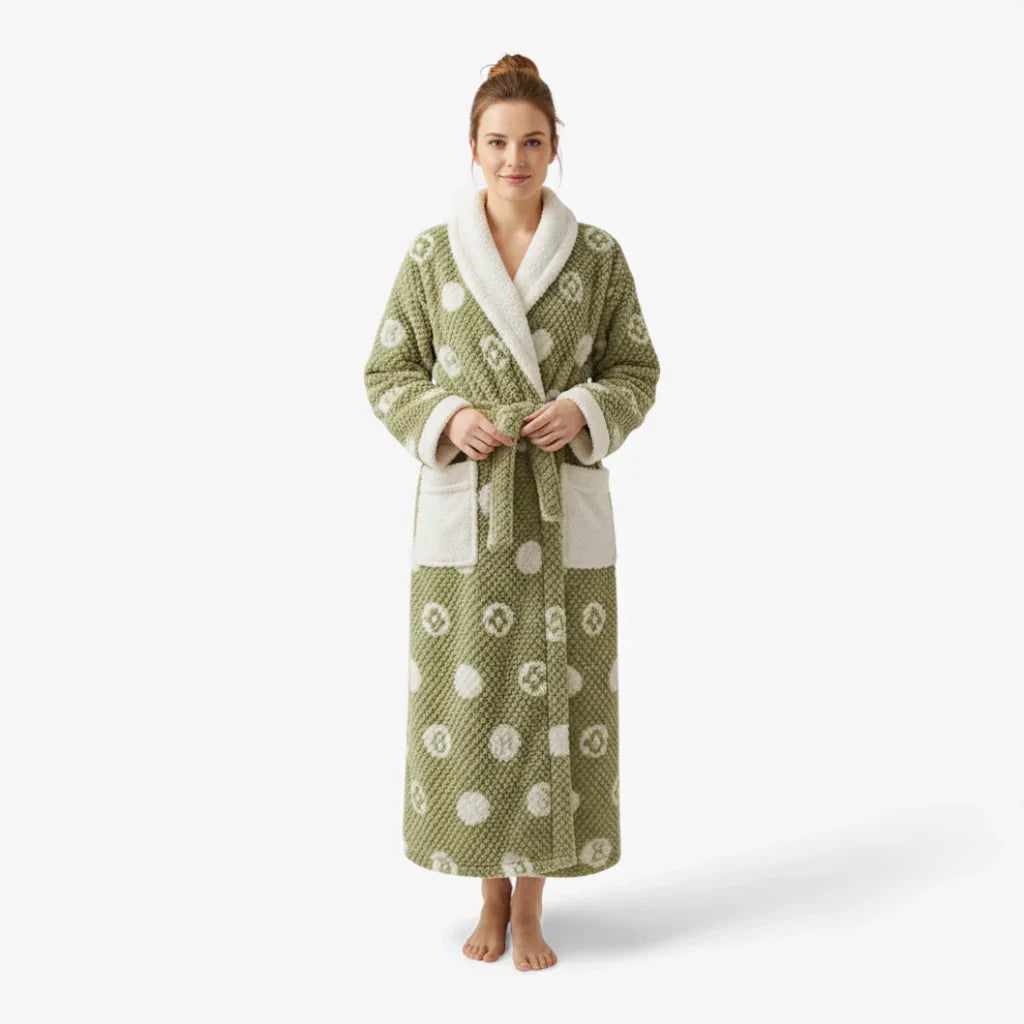 Peignoir Femme – Vert à Pois en Polaire — photo 2