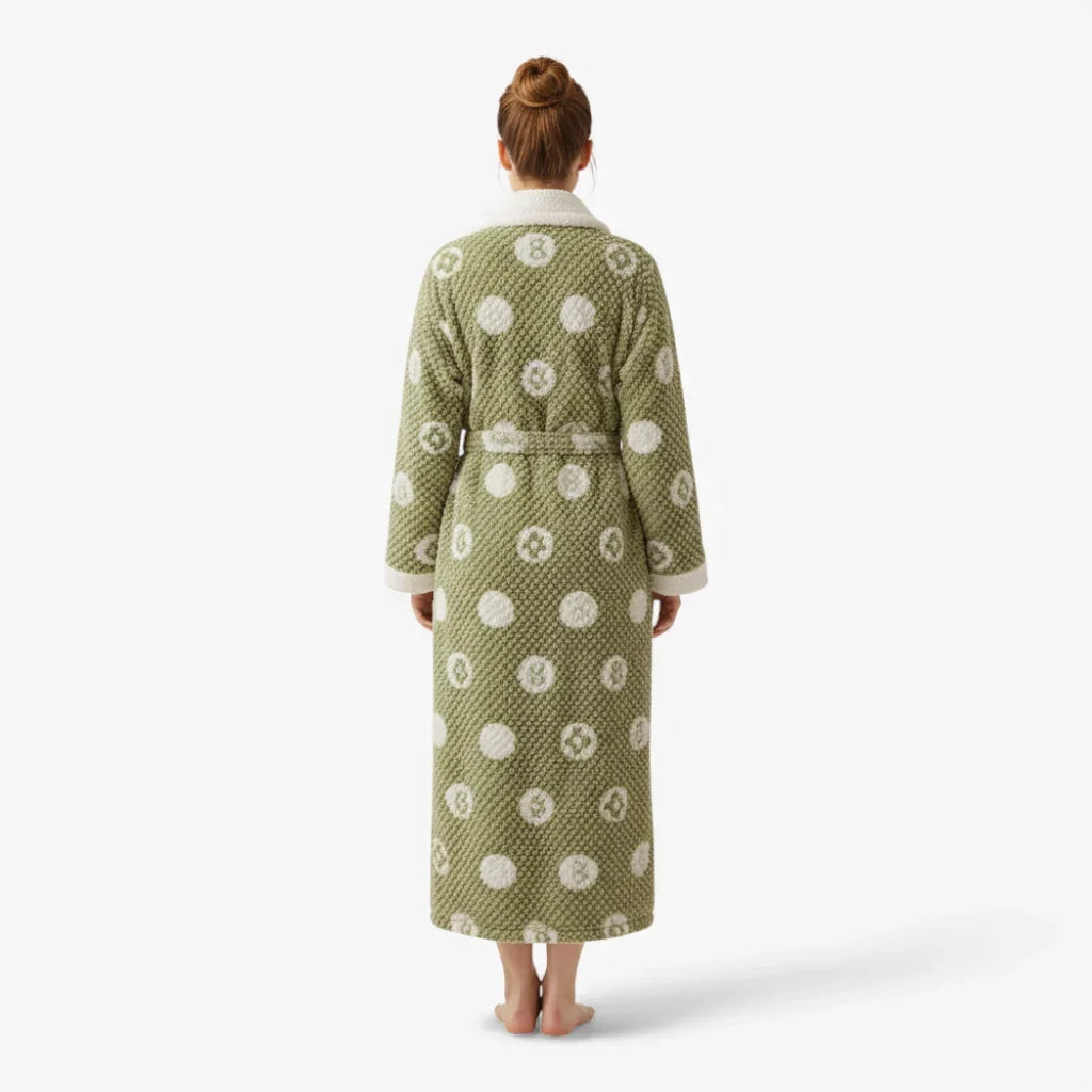 Peignoir Femme – Vert à Pois en Polaire — photo 3