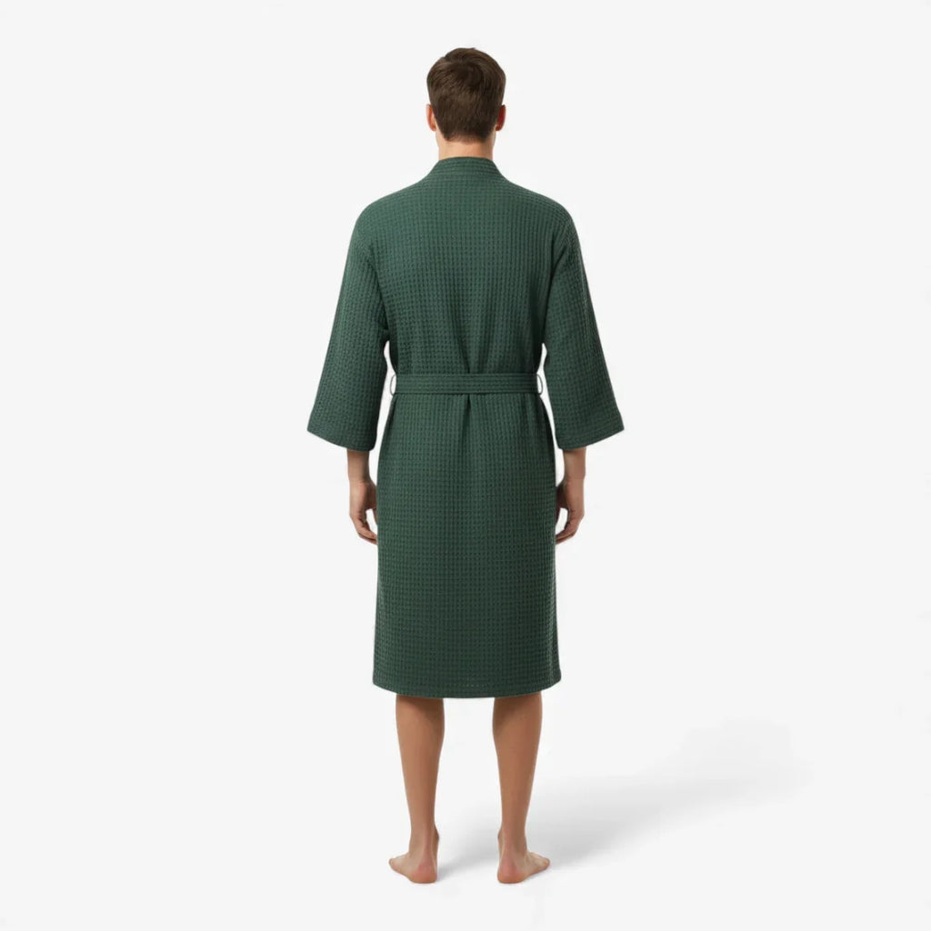 Peignoir Homme Nid d'Abeille Coton Vert — photo 3