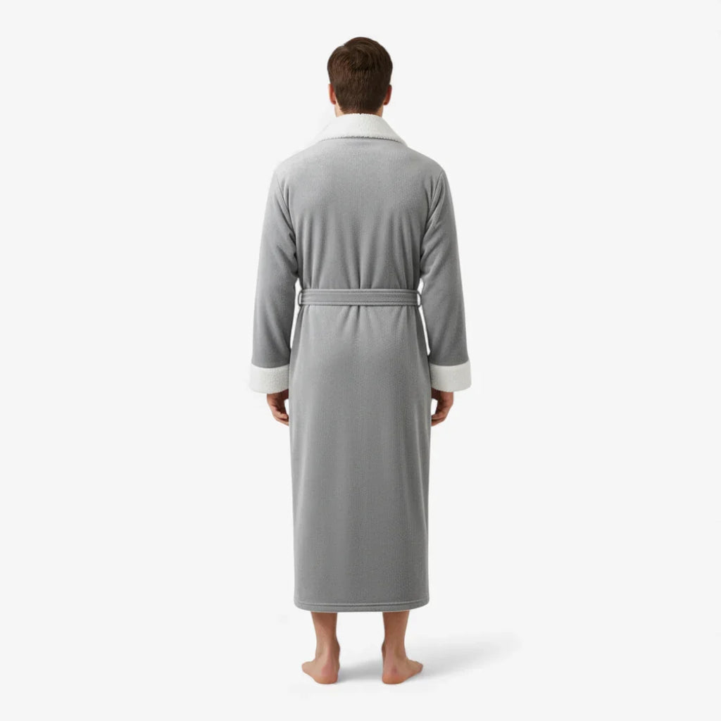 Peignoir Homme – Hiver Gris Long en Flanelle — photo 3
