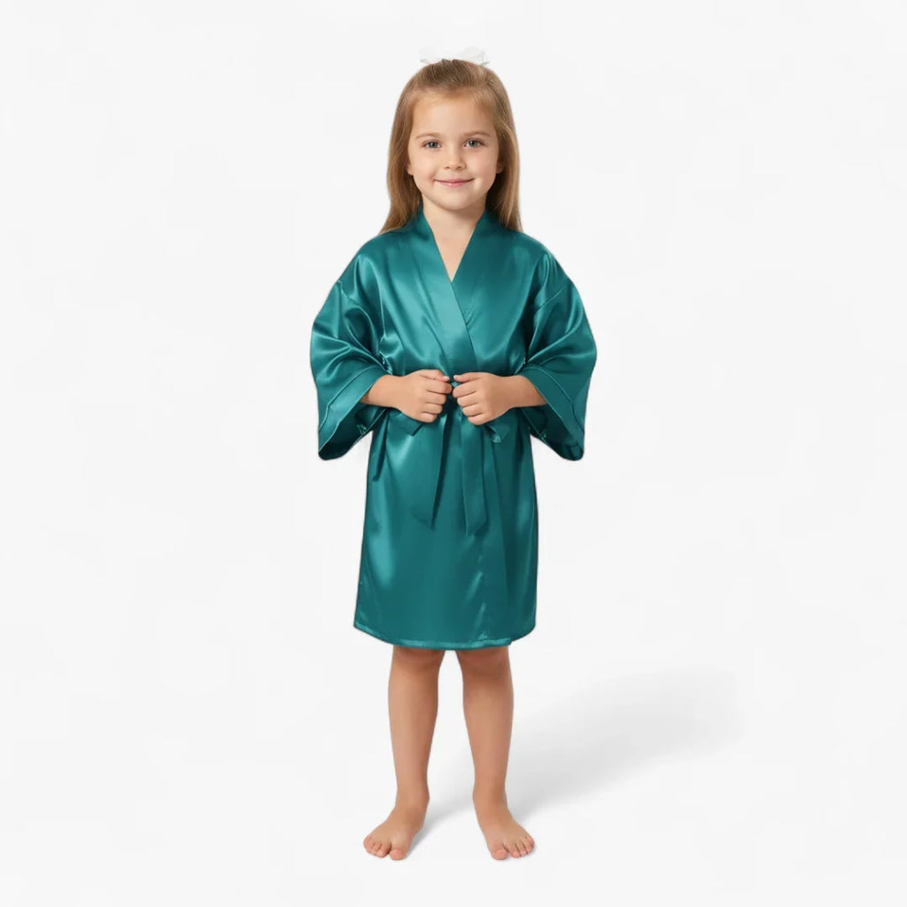 Peignoir Satin Fille Bleu Classique — photo 2