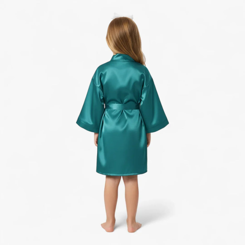 Peignoir Satin Fille Bleu Classique — photo 3