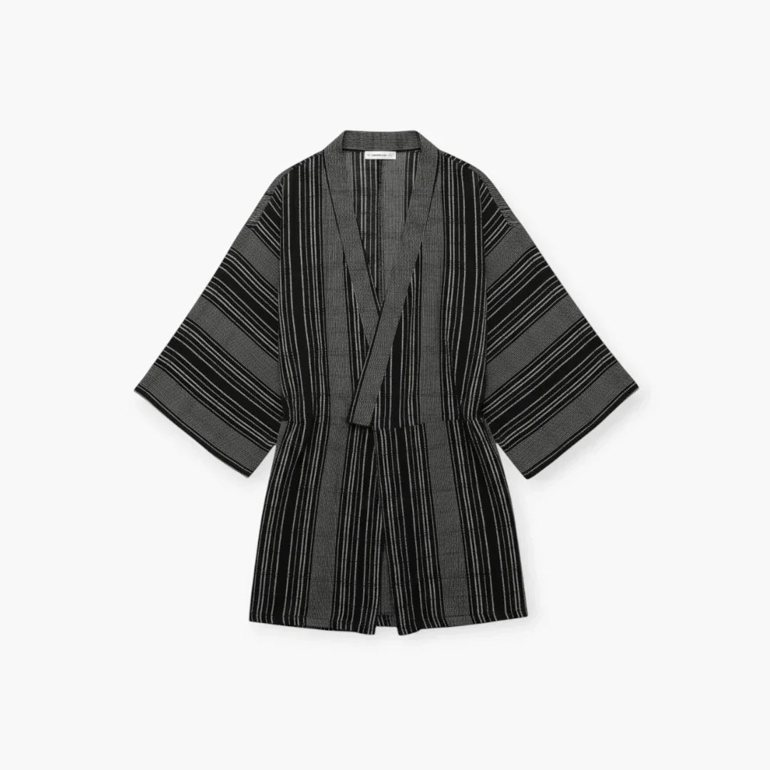 Kimono noir rayé