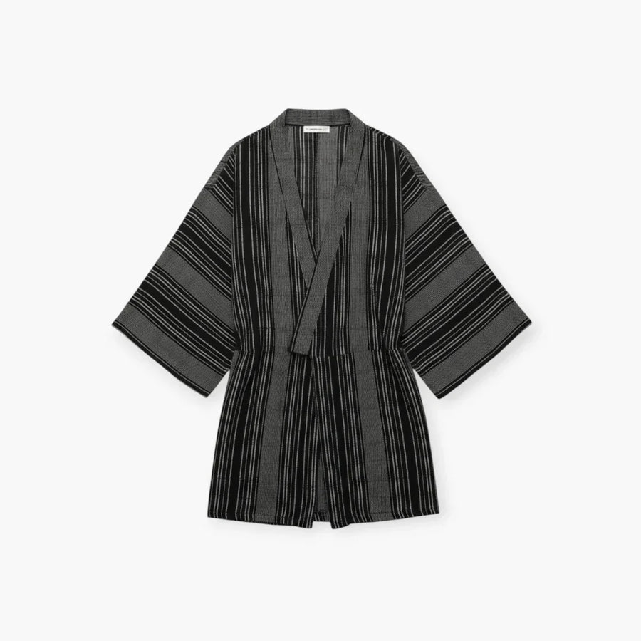 Kimono noir rayé