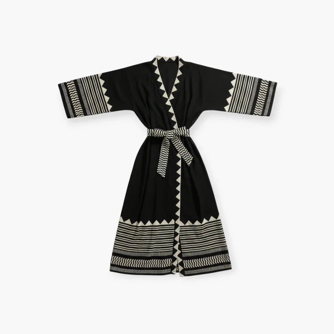 Kimono plage long noir — photo 4