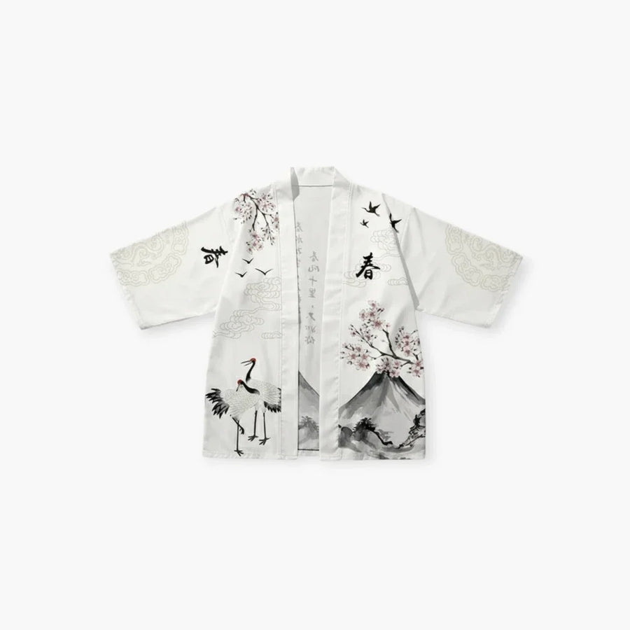 Kimono blanc a fleur