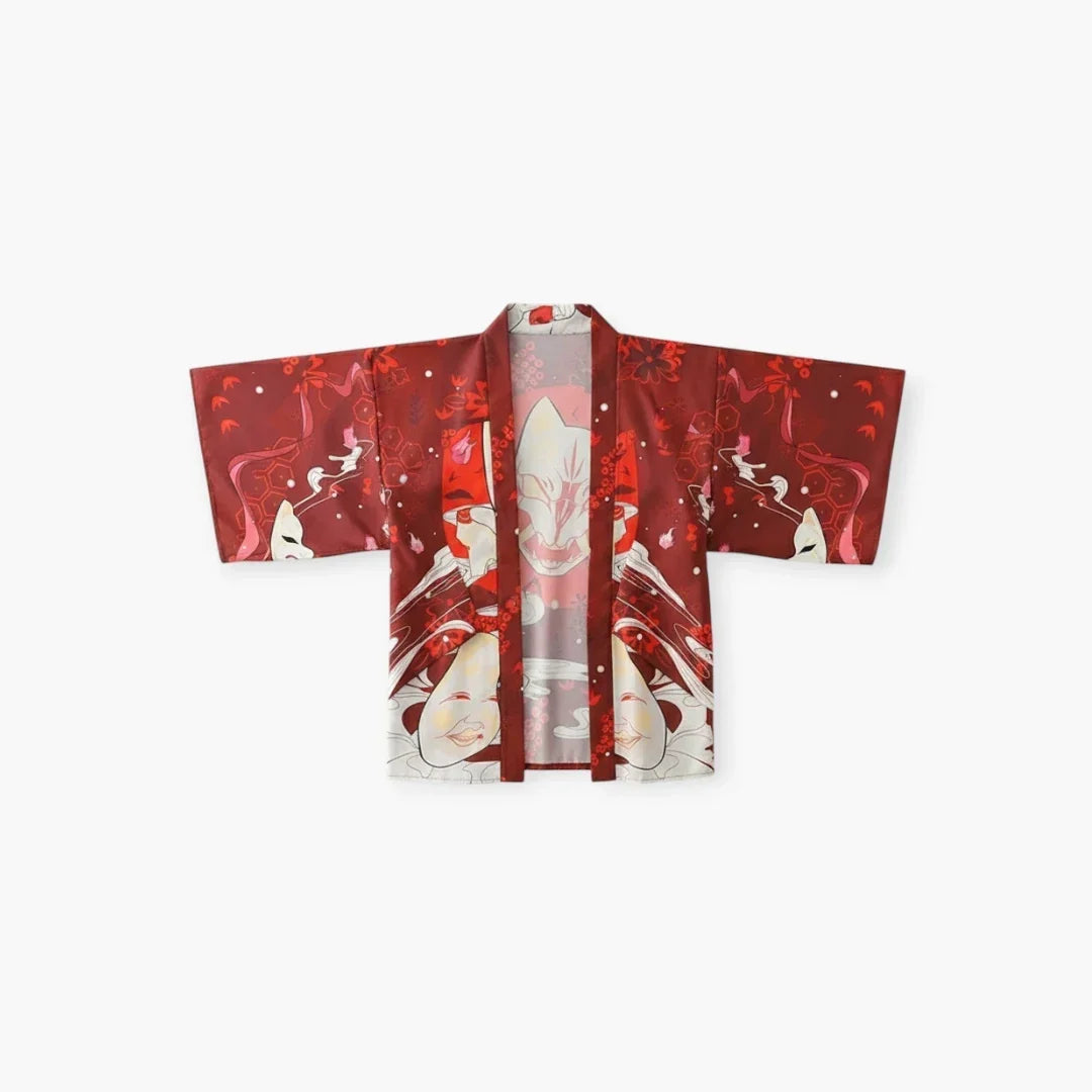 Kimono kitsune rouge et blanc