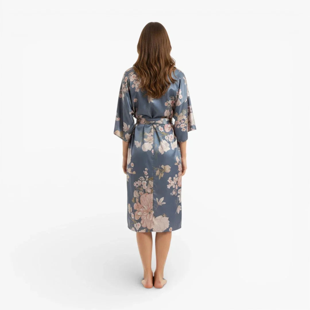 Kimono long bleu fleuri — photo 3