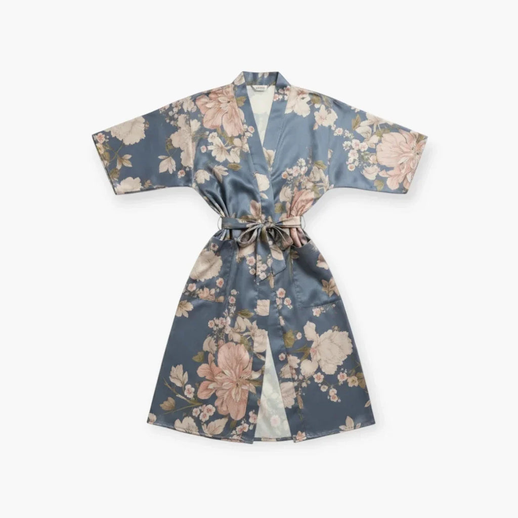 Kimono long bleu fleuri — photo 4