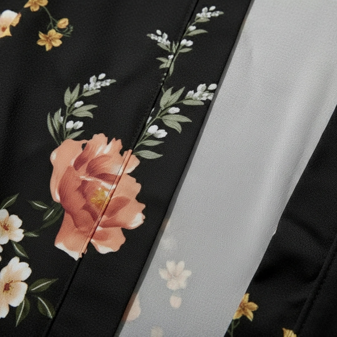 Kimono noir a fleur — photo 3