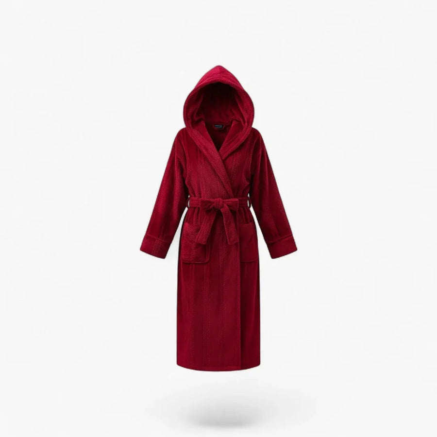 Peignoir Polaire en Flanelle Rouge pour Femme
