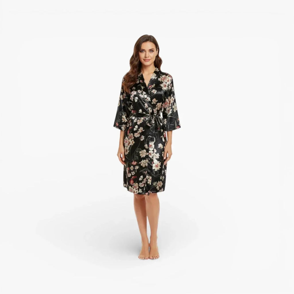 Peignoir Femme Noir Satin — photo 2