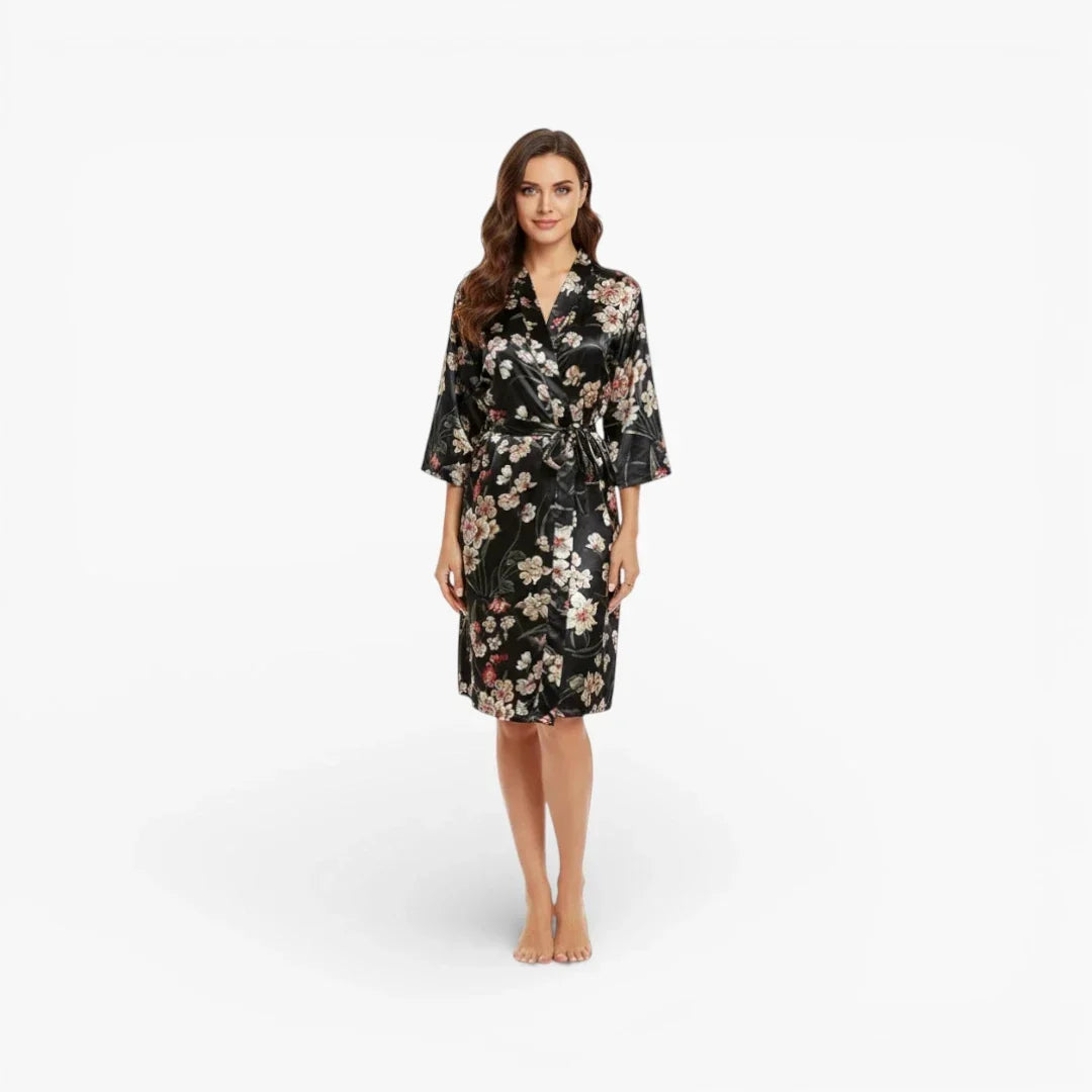 Peignoir Femme Noir Satin — photo 2