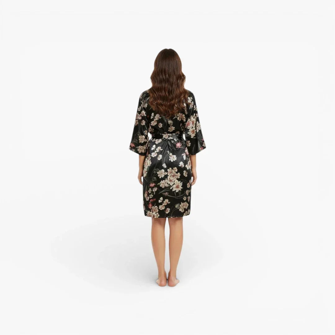 Peignoir Femme Noir Satin — photo 3
