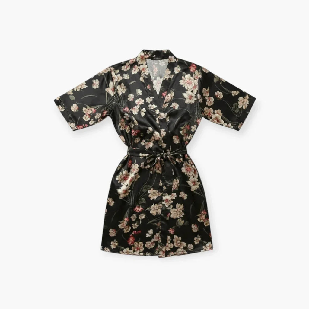 Peignoir Femme Noir Satin — photo 4