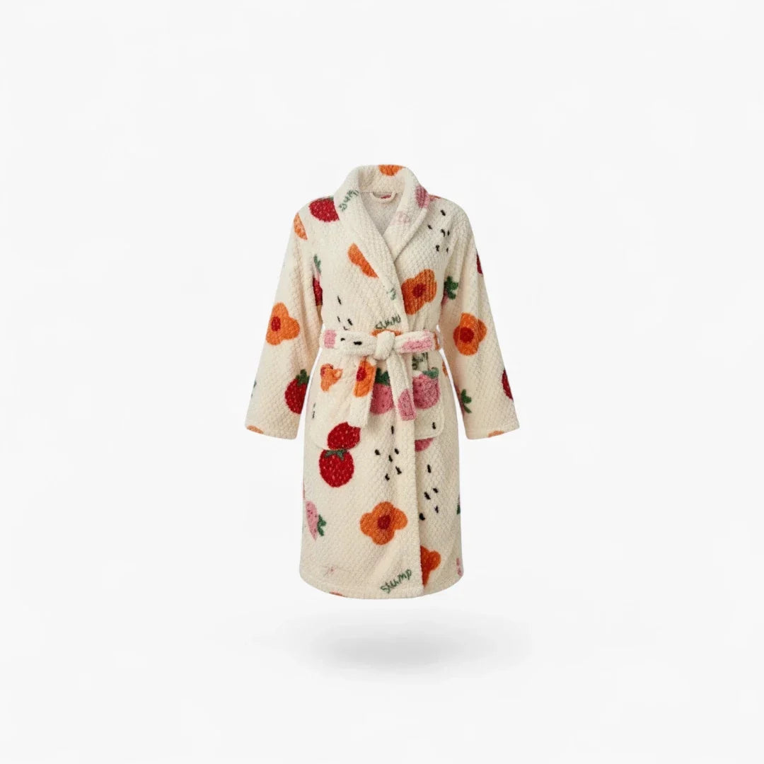 Peignoir Robe de Chambre Polaire Femme Fraise