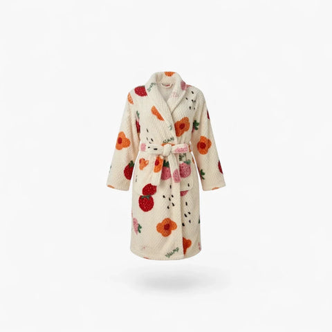 Peignoir Robe de Chambre Polaire Femme Fraise