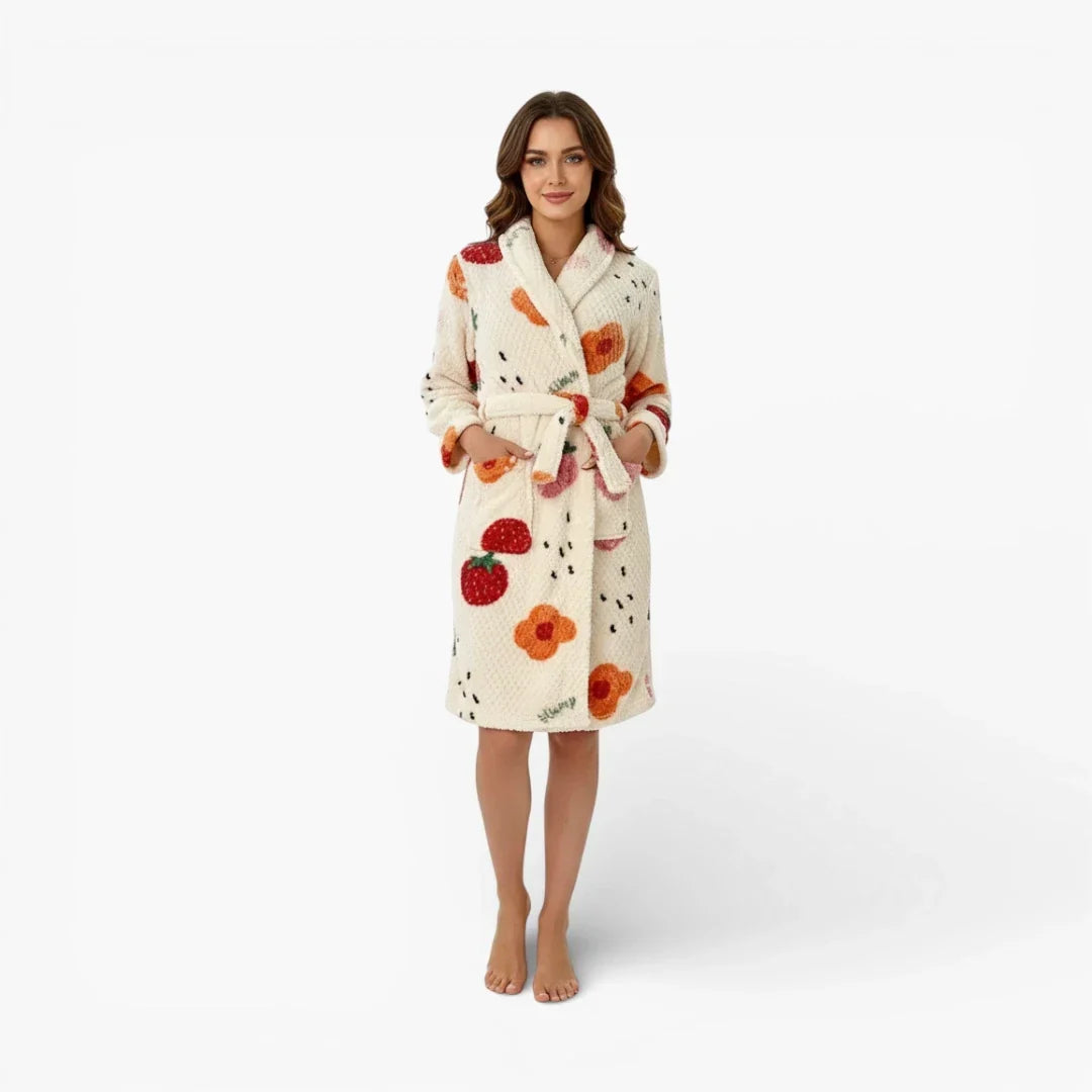 Peignoir Robe de Chambre Polaire Femme Fraise — photo 2