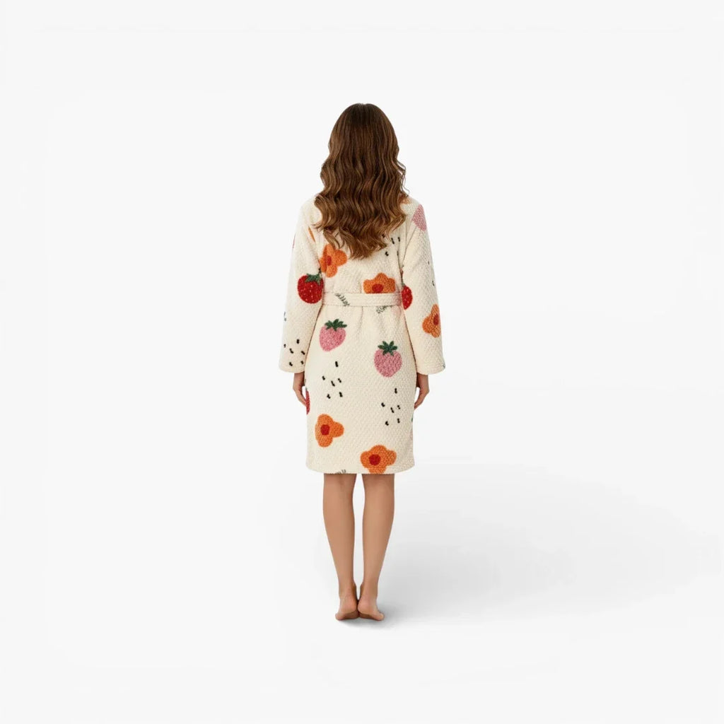 Peignoir Robe de Chambre Polaire Femme Fraise — photo 3
